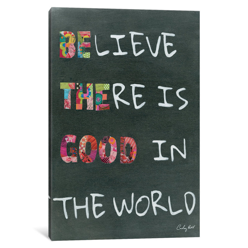 «Believe Saying», art textuel sur toile tendue, H 12 po x l 8 po x P 0,75 po, Toile tendue, Pas de tapis