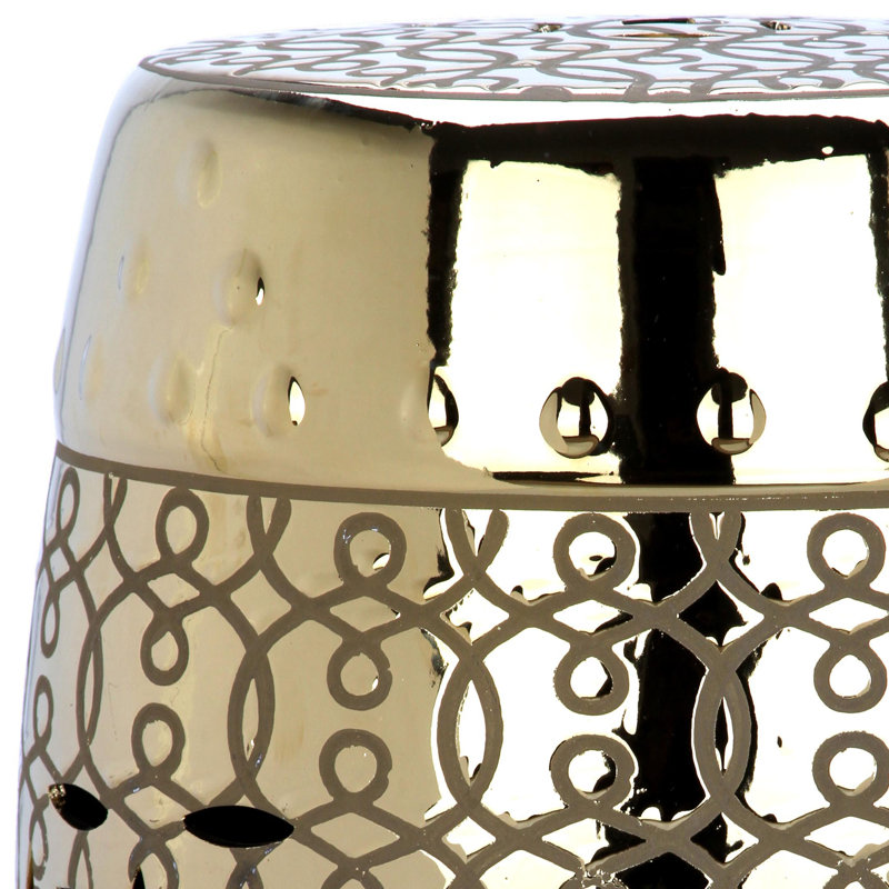 Patrick Ceramic Accent Stool, Gold