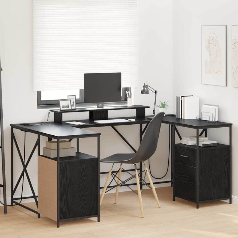 Desk With Drawer 182 X 101 X 87.5 Cm Engineered Wood, Black Oak