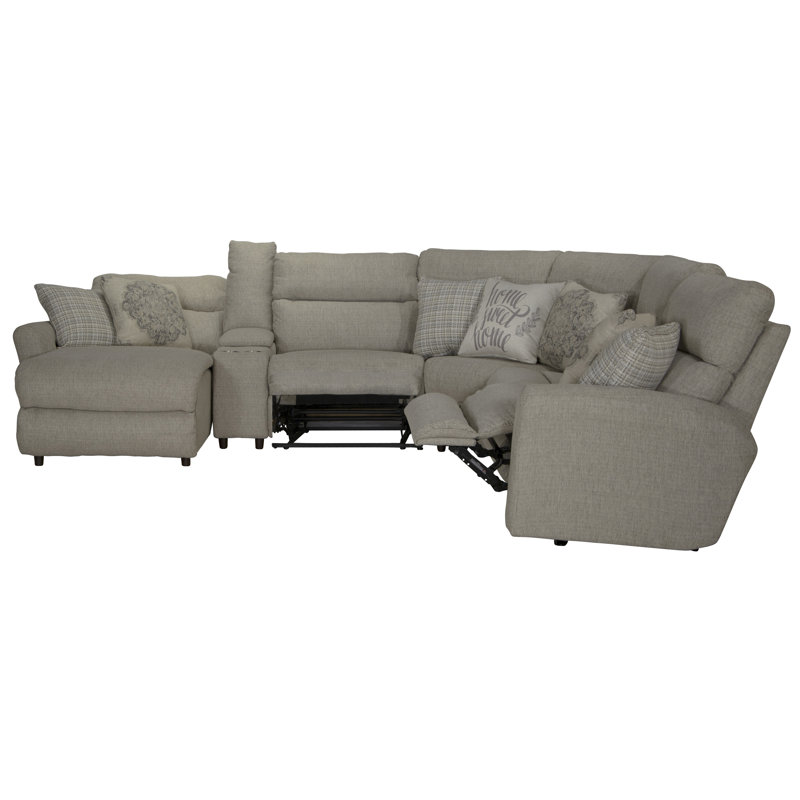 Mcpherson 6 - Piece Power Reclining Sectional with Lay-Back Chaise and 2 Lay-Flat Reclining Seats, Left Hand Facing