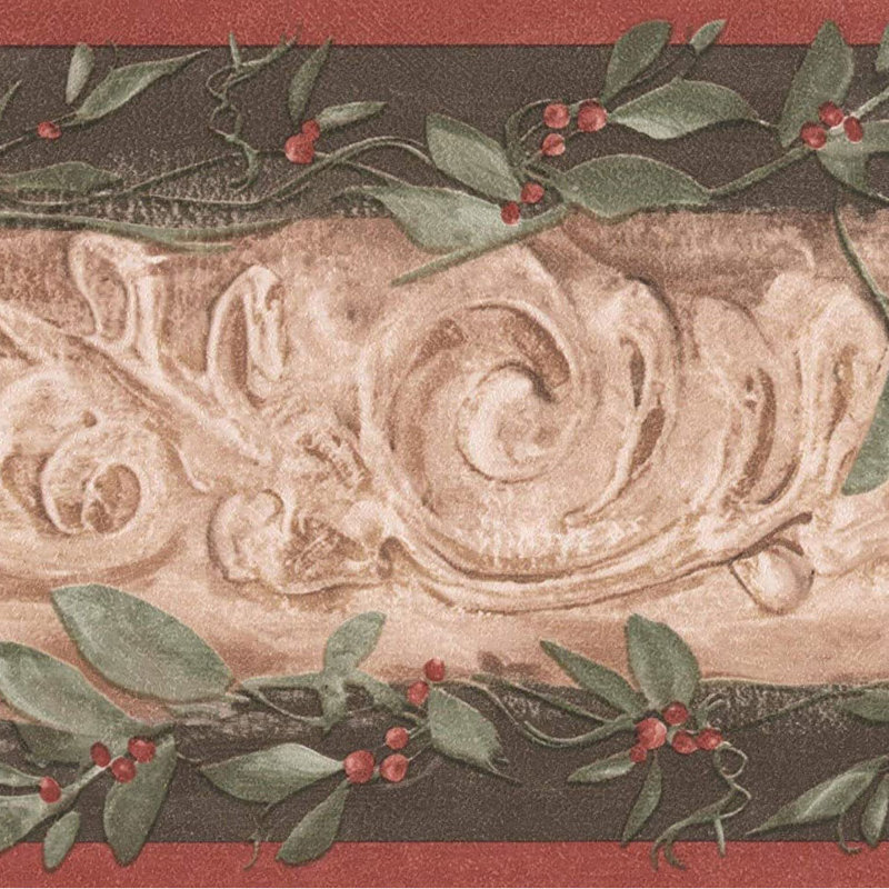 Bordure de papier peint L 15 pi x l 5,25 po Kanako, Beige / vert / rouge