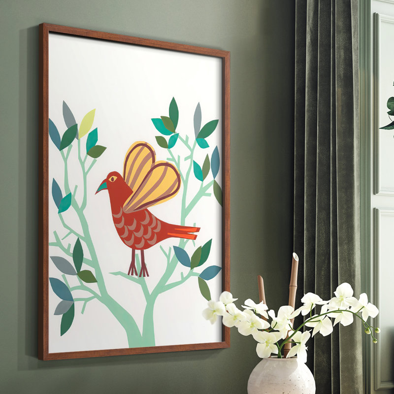 Whitty Bird I, reproduction encadrée - bois massif, Brun, H 20 po x l 16 po