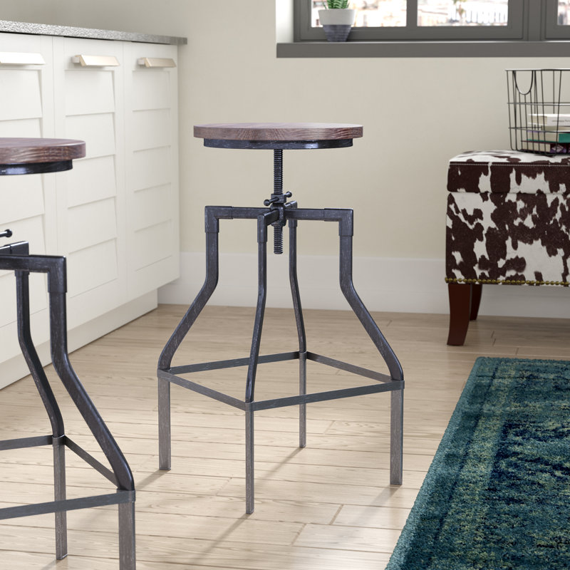Swivel Adjustable Height Counter Stool with Metal Frame, Gray