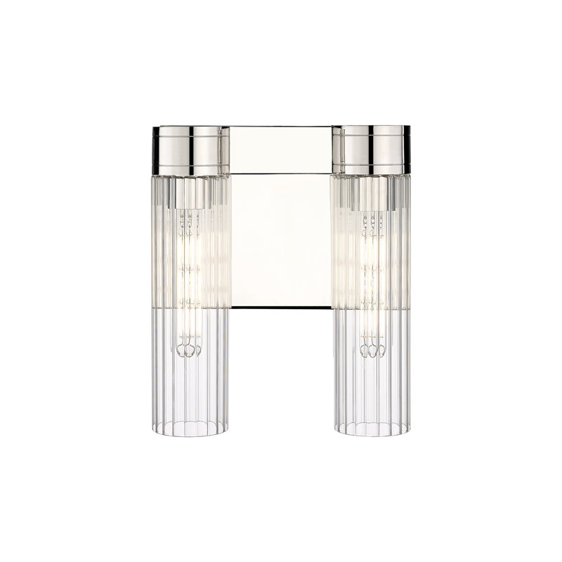 Applique murale 11 po 2 lumières Empire, Transparent, H 12,63 po x l 10,5 po x P 5,5 po, Nickel poli