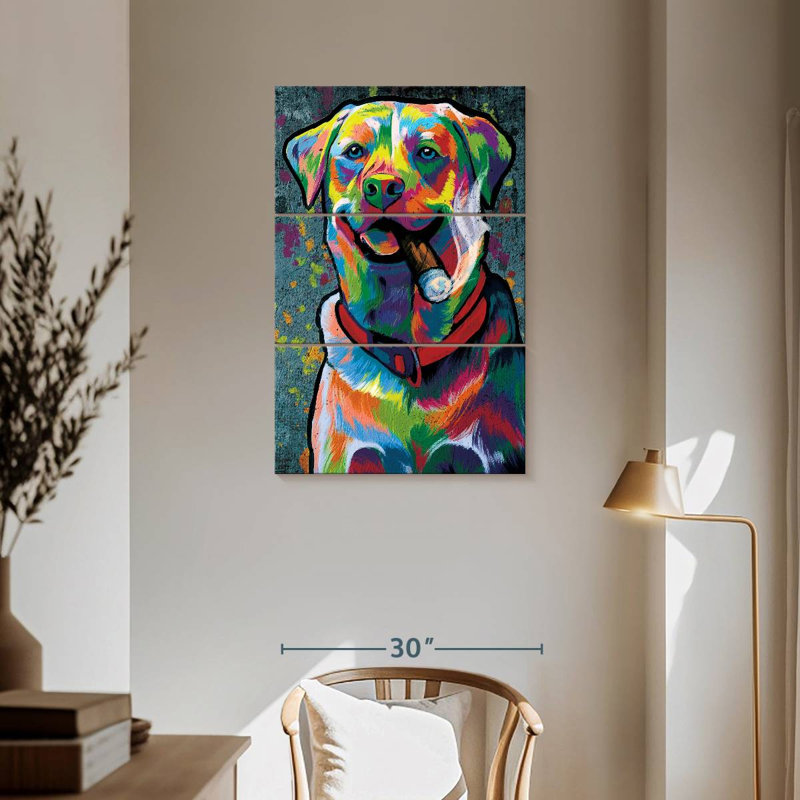 Chien abstrait en acrylique Brampt, H 57 po x l 36 po