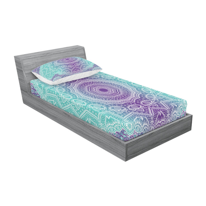 Twin Purple Aqua Mandala Microfiber Sheet Set