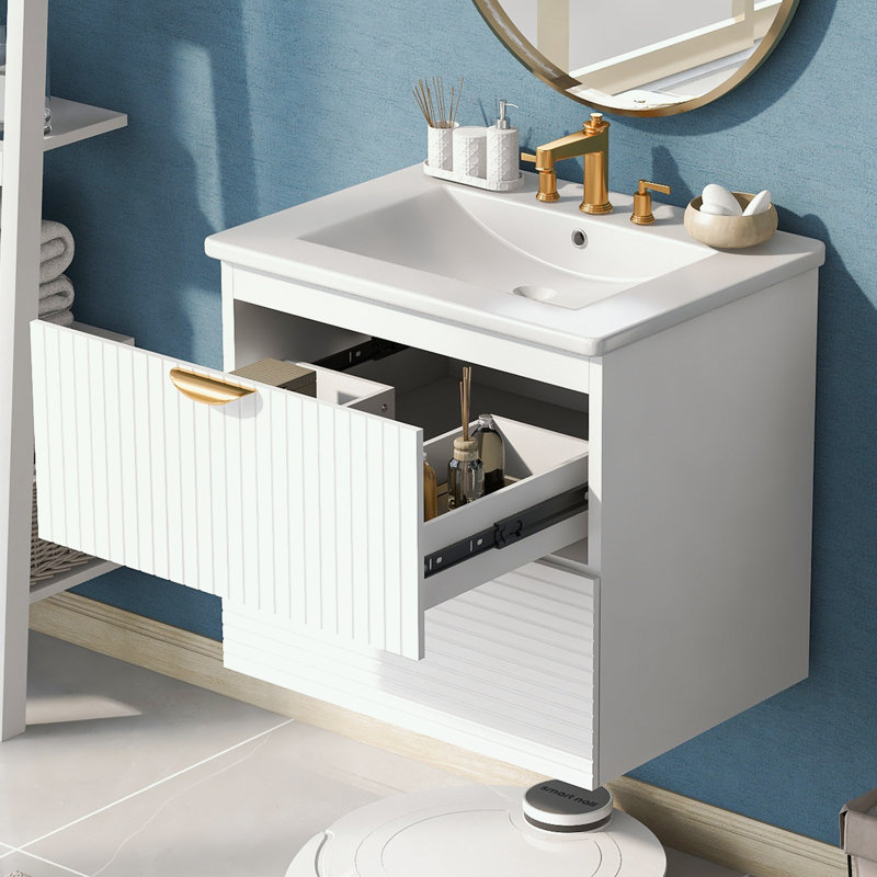 Rangement pour salle de bain Chaila, Blanc