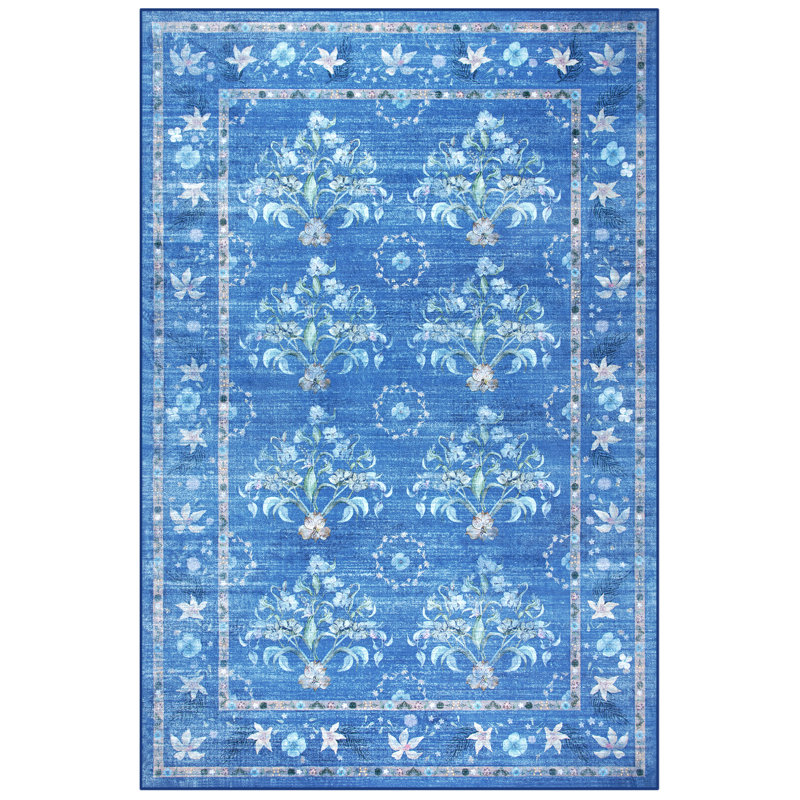 Straub Large Floral Rugs Living Room Rug Washable Bedroom Rug Non-Slip Colorful Vintage Accent Floor Carpet For Home Decor