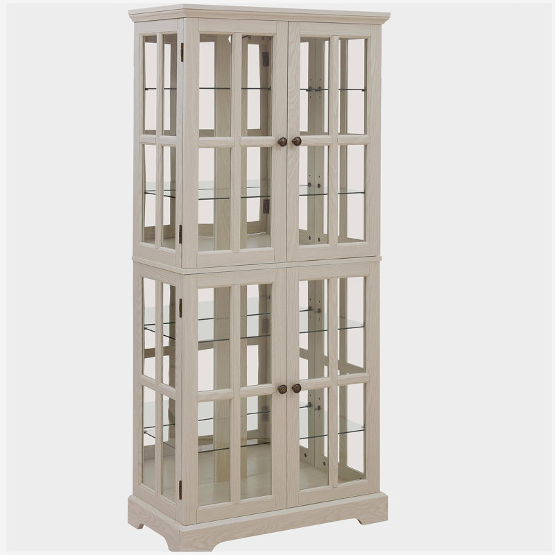Vitrine Curio, vitrine antique avec portes en verre Tablettes réglables pour objets de collection Étalage rétro à quatre portes pour la maison ou le bureau Vitrine antique E26 ampoule incluse