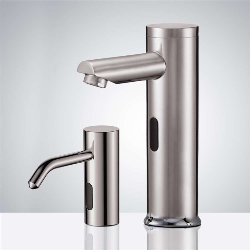Robinet combiné mains libres automatique et distributeur de savon Solo - Finition nickel brossé