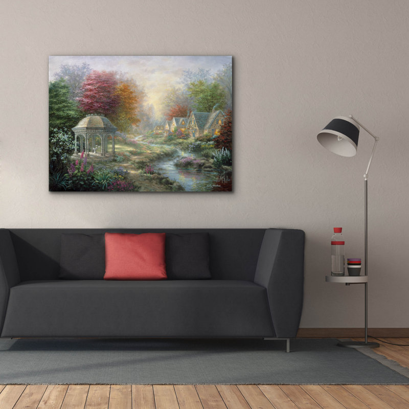  «Gazebo Village» par Nicky Boehme, art mural sur toile, 54 po x 40 po