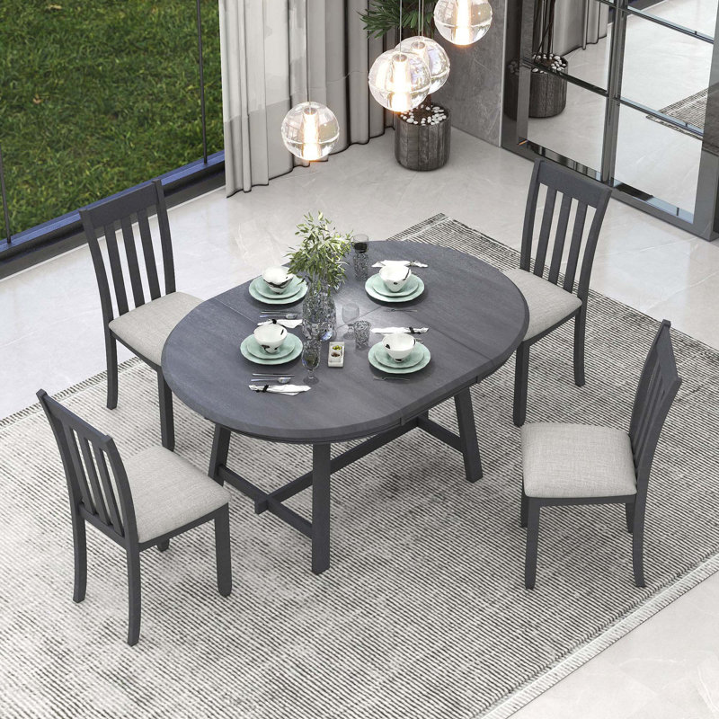 Ensemble de table de salle à manger 5 pièces 5 pièces, Gris