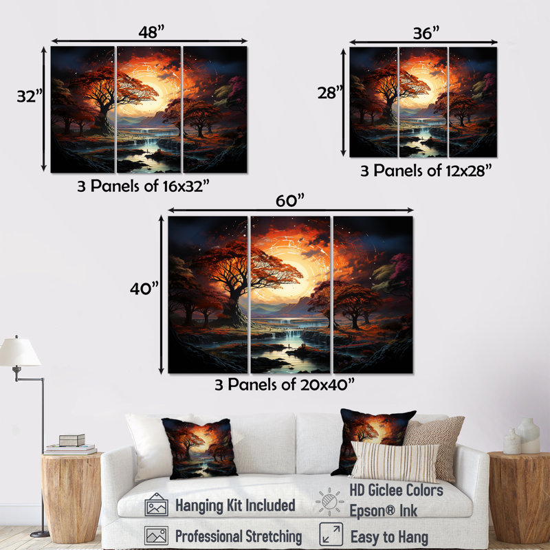 Native Art Circle Of Life Sunrise - Ensemble de décoration murale Native American Art, H 28 po x l 36 po x P 1 po