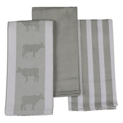Ensemble de serviettes 3 pièces en coton à rayures