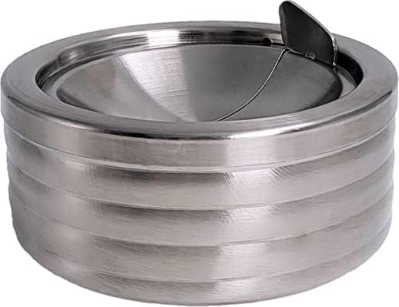 GLOBAL GIRLS LLC Grooved Silver Classic Metal Ashtray With A Lid For