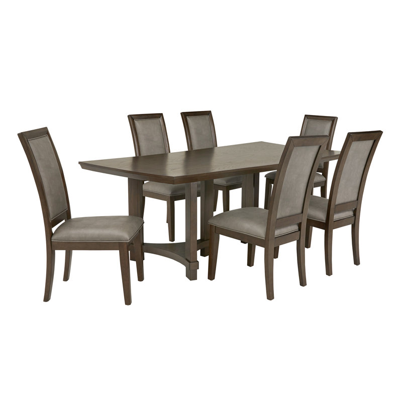 Burholme 84" 6-Person Brown Finish Dining Set - 1 Dining Table And 6 Dining Chairs
