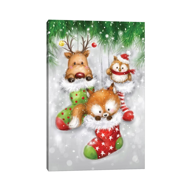 Deer Owl And Fox by MAKIKO - Wrapped Canvas Print, 66.04 cm H x 45.72 cm W x 1.91 cm D