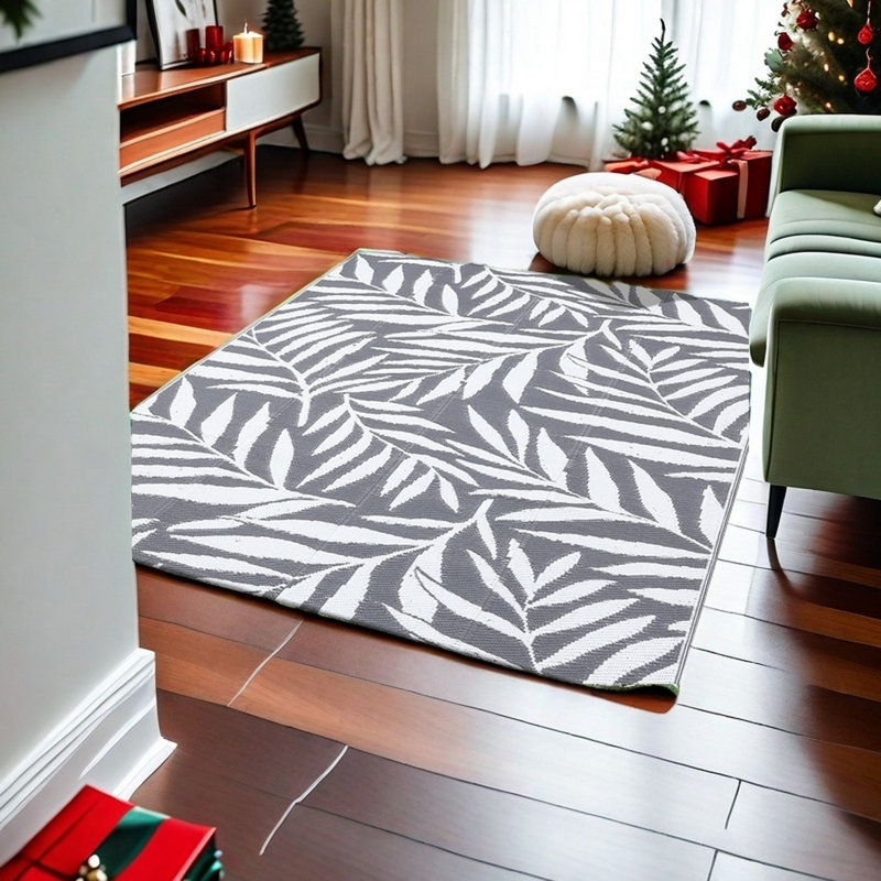 Tapis d'extérieur à motif de feuilles, Rectangle de 5 pi x 8 pi