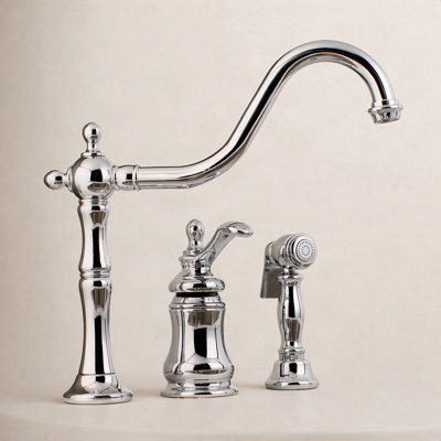 Kingston Brass Templeton Single-Handle 3-Hole Widespread Kitchen Faucet with Brass Sprayer