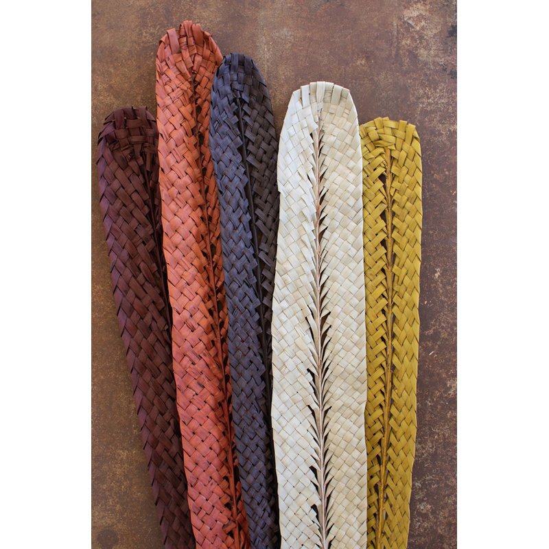  Natural Woven Kejur Leaf – 48" Tall Tan Decorative Botanicals (Set of 12), Natural