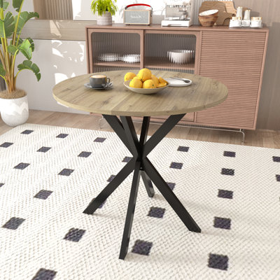 Table de salle à manger ronde 31,5 pouces, petite table de cuisine circulaire avec pieds en métal noir pour 2 à 4 personnes, table de salle à manger moderne (seulement table)