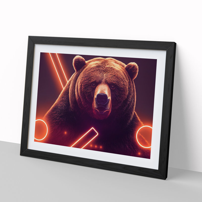 Futuristic Bear - Single Picture Frame Print, Black Framed, 46cm H x 64cm W x 2cm D