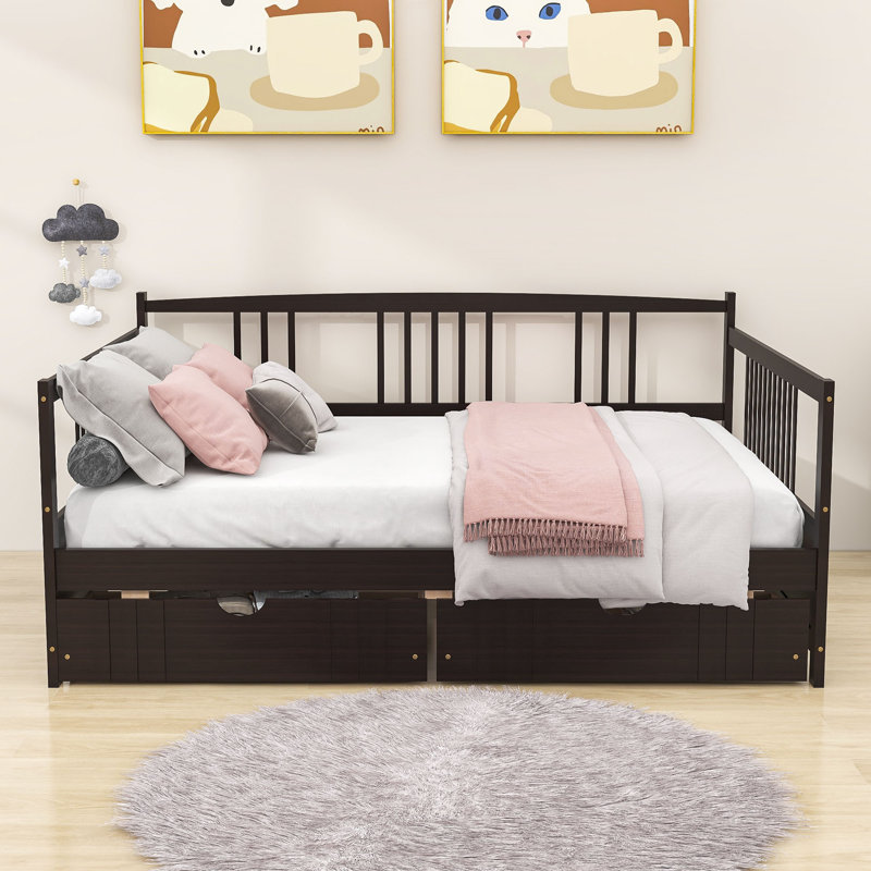 Dzidis Daybed with Drawers, Espresso, Full