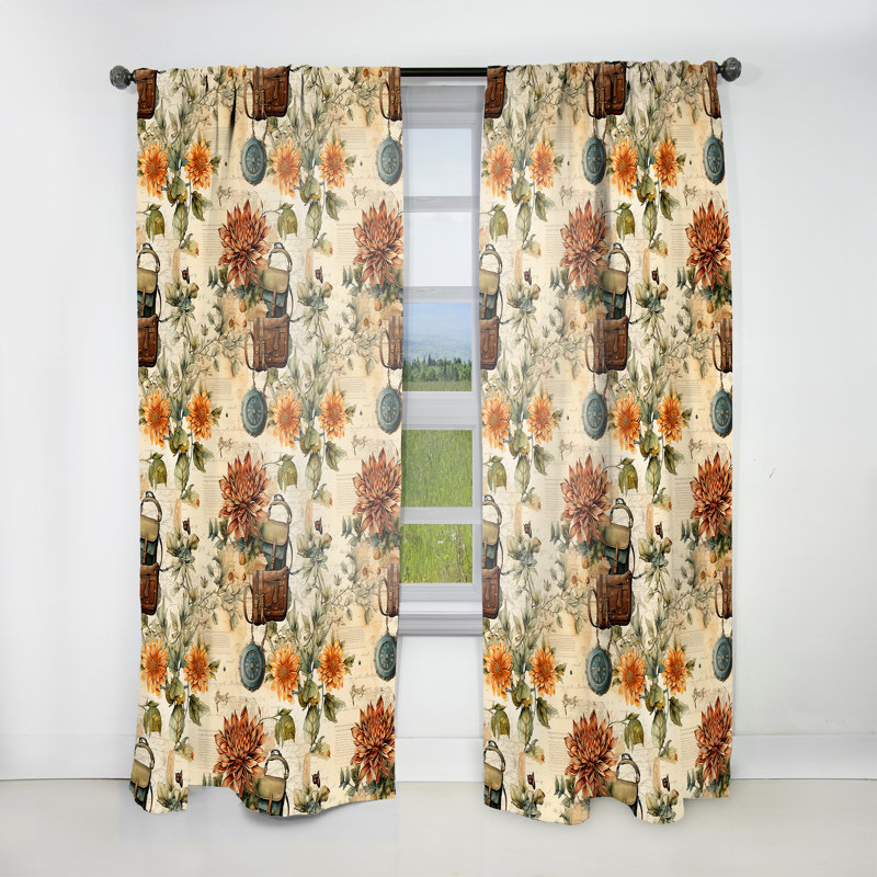 Motif rétro boho rétro - rideau boho abstrait - rideau abstrait obscurcissant - 1 panneaux, L 52 po x L 84 po