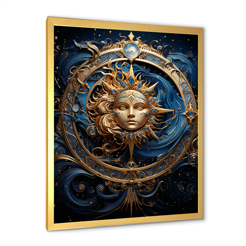 «Zodiac Calestial Harmony» sur impression sur toile, H 32 po x l 16 po x P 1 po, Encadrement doré