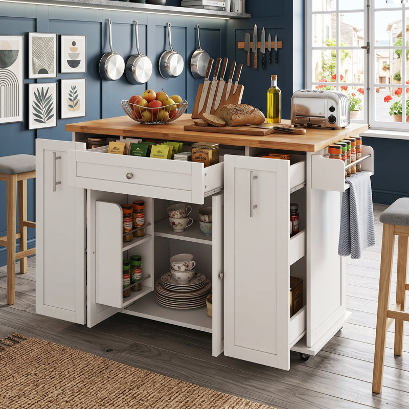 Smart Compact Kitchen Islands 120 cm W Kitchen Island with Top