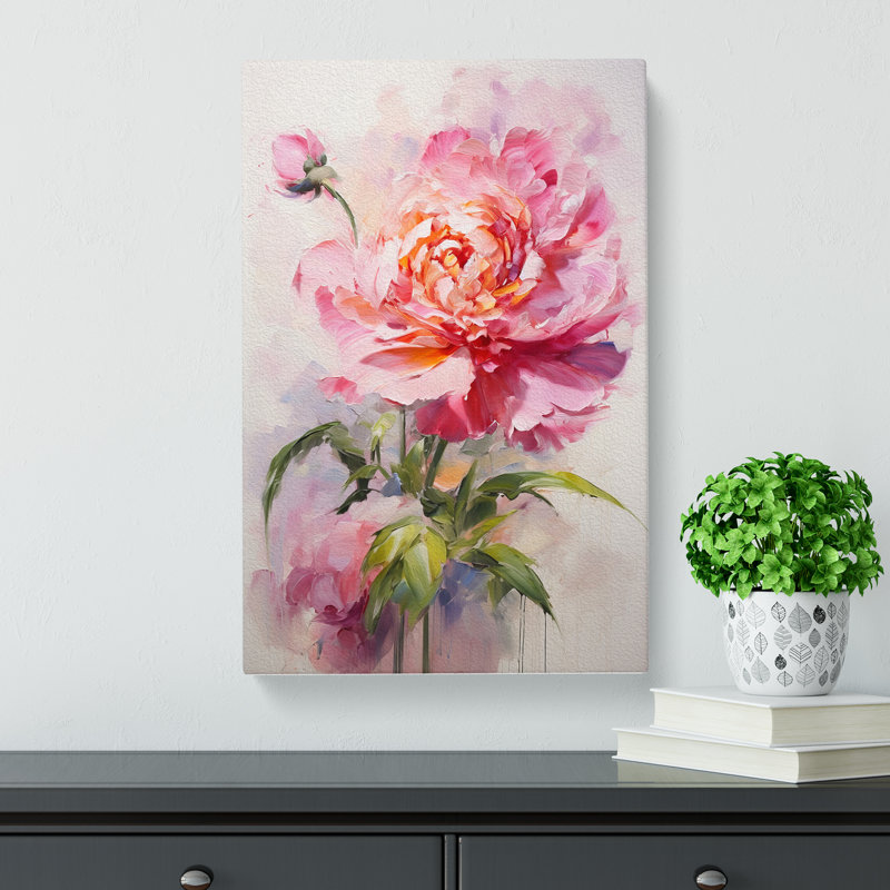 Peony Flower Gestural No.3 - Print, 76cm H x 50cm W x 3cm D
