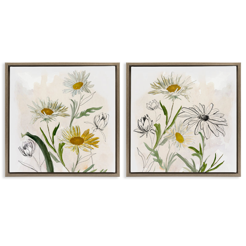 Ensemble de cadres flottants 2 pièces Pure and Simple Daisies, design par Jacob Q, H 18 po x l 18 po