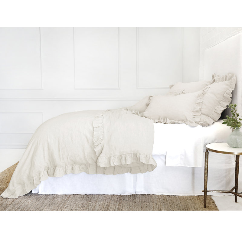 Charlie Linen Duvet Cover, Twin Duvet Cover, Cream