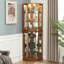Vitrine en chêne 72 "avec lumières, miroir, étagère réglable à 6 tablettes-1288251211