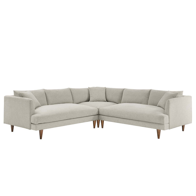Modway Zoya 3 - Piece Upholstered Sectional, Ivory 100% Polyester