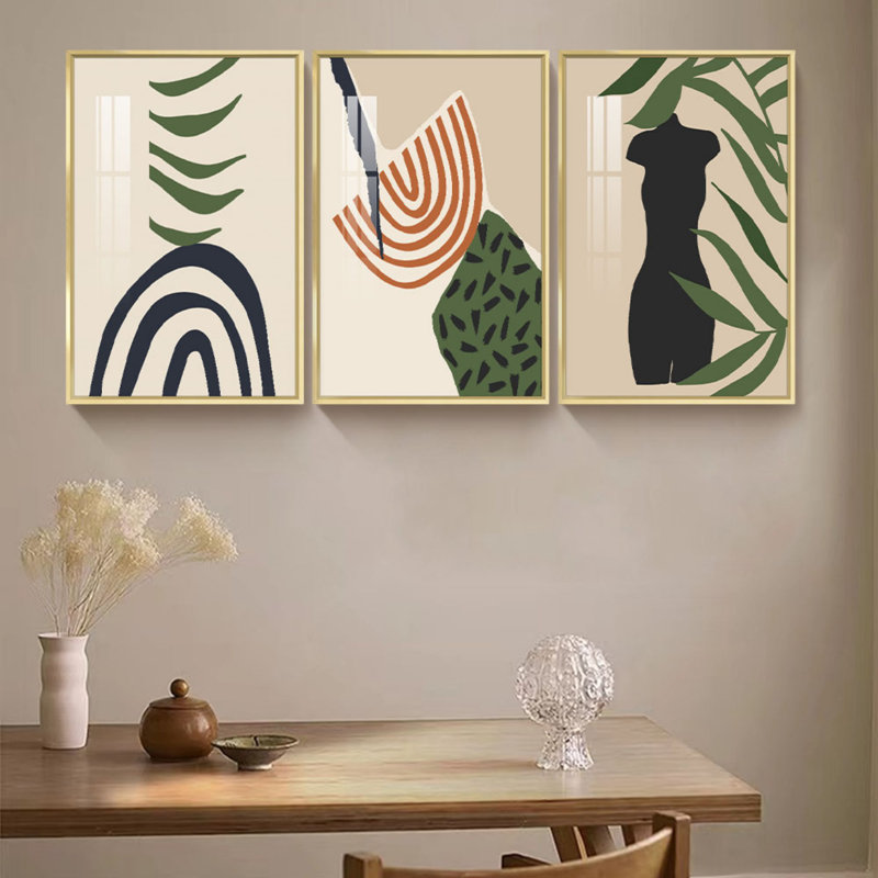 Art abstrait botanique moderne sur toile, art abstrait moderne, L 17 po x H 37 po, Or