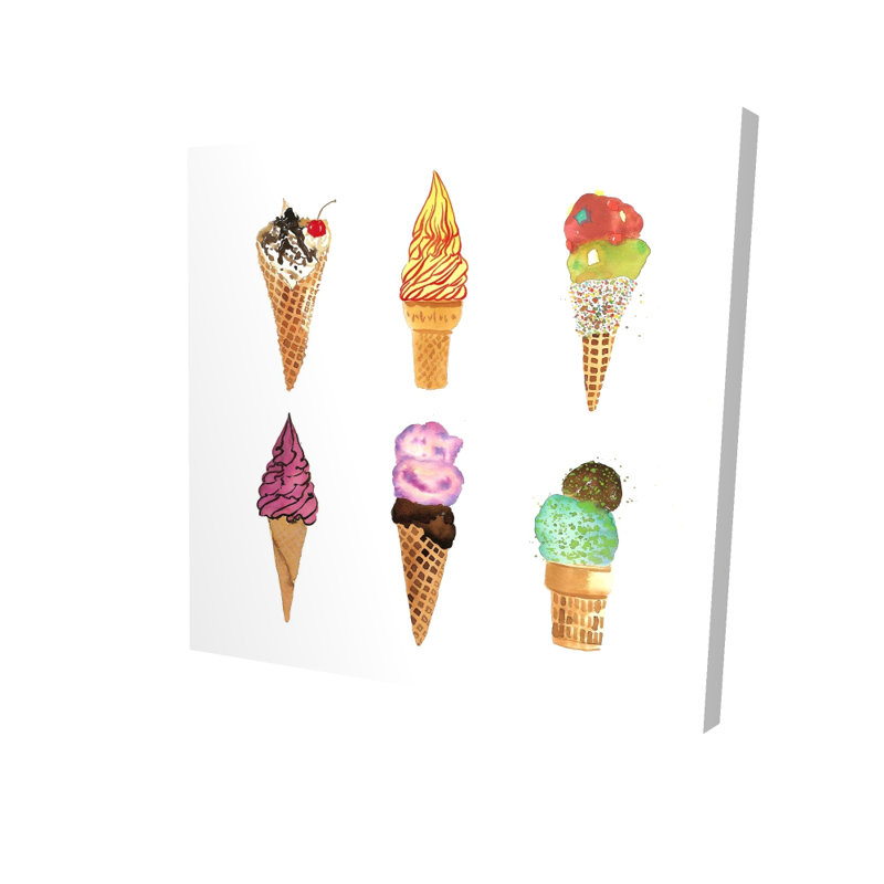 Cornets de crème glacée - Toile illustrative pour décoration intérieure