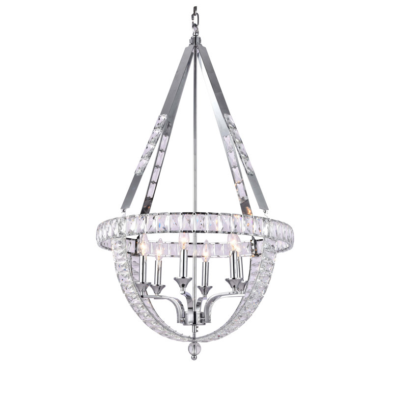 Paula 6-Light Chandelier With Clear Crystal Accents, No, Chrome