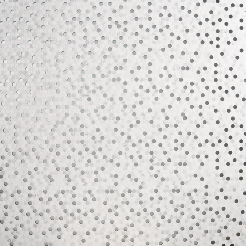 Mirage 1" x 1" Natural Stone/Glass Penny Round Mosaic Tile, Gray/Black