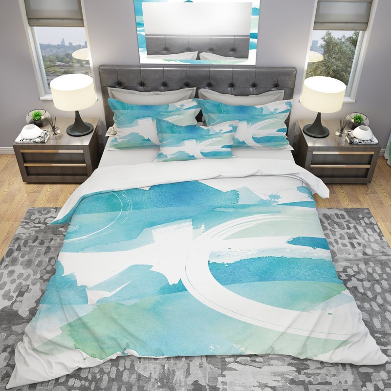 Coastal watercolors II - Ensemble de housse de couette transitionnel - Microfibre de polyester