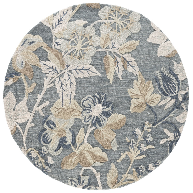 Tapis d'intérieur en laine touffeté à la main Jardin, Rond 6 pi
