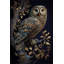 Tapis décoratif à motif de hibou foncé lavable à la machine-1860616038