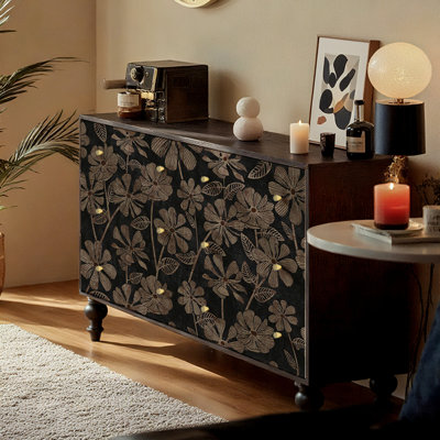 Vintage Solid Wood Drawer Chest with Metal Handles