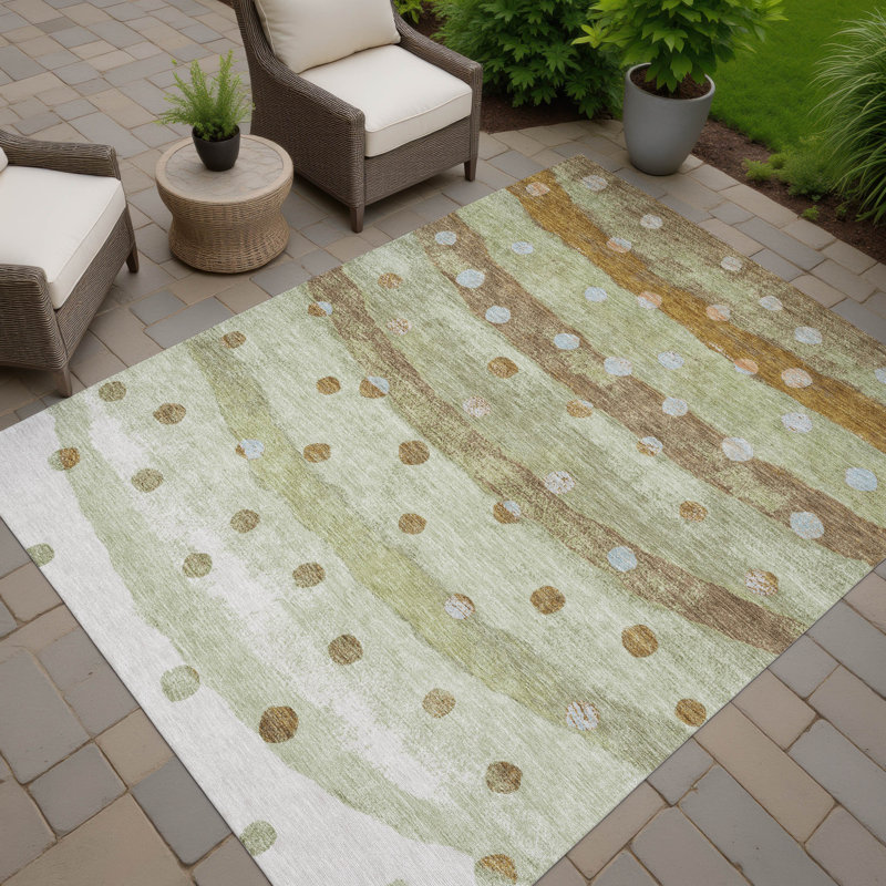 Machine Washable Indoor/Outdoor Chantille ACN2696 Stripes Rug, 8' x 10', Sage