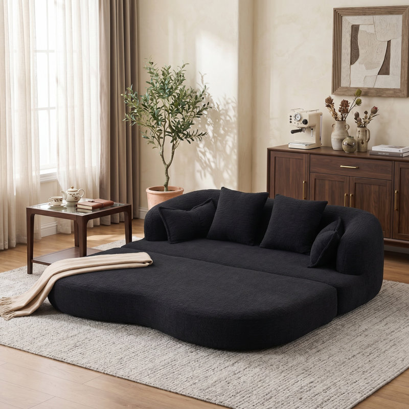 Canapé-lit 2 en 1 pliable 2 en 1 avec 4 coussins, Black
