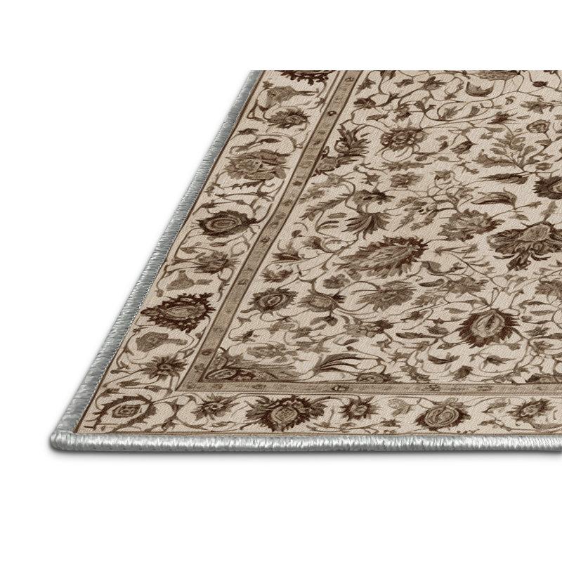 Tapis turc beige lavable à la machine, Carré 7 pi