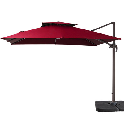 Pulk 120'' Square Cantilever Umbrella with Base