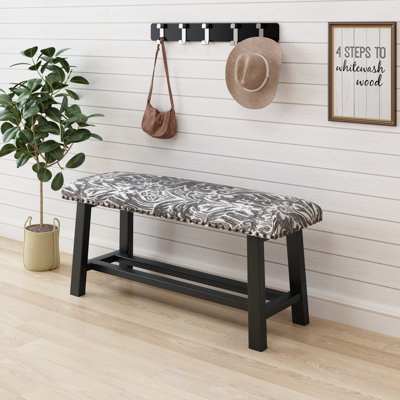 39 po. 39 po, lin avec banquette rembourrée, pieds en bois rustique pour chambre à coucher, salon, gris