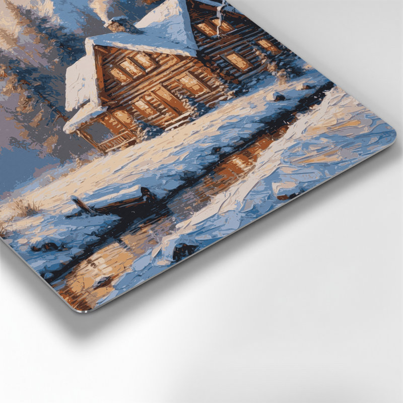 «Thanksgiving Cozy chalet», art mural en métal gris