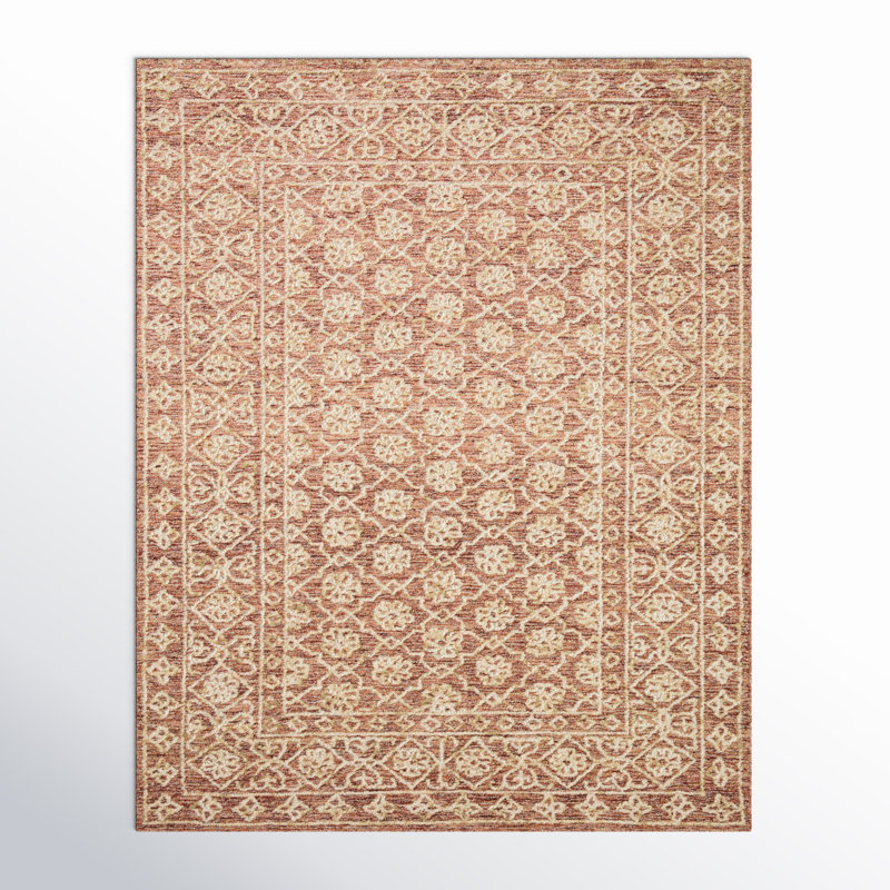 Millcreek Oriental Handmade Tufted Wool Area Rug in Rust/Brown, Rectangle 7'9" x 9'9"